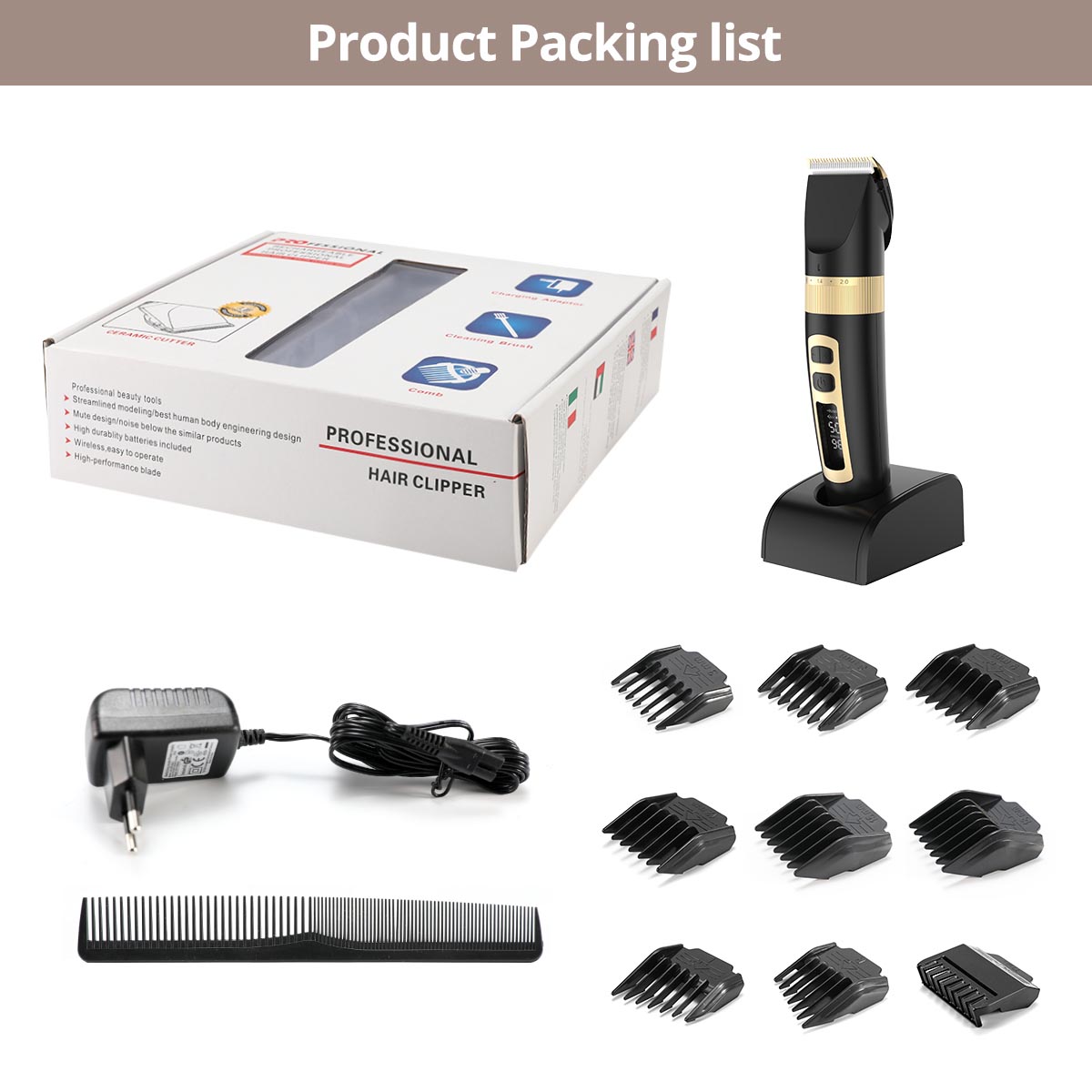 European Standard Neutral A8S Hair Clipper + 5 Limit Combs