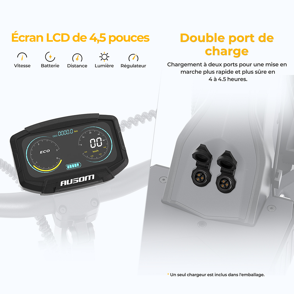 Ausom L2 Trottinette Électrique à Double Moteur, 1600W (800W×2), Vitesse Max. 55km/h, Autonomie 70km, Batterie 48V 15,6Ah, Pneus en Caoutchouc 10×3