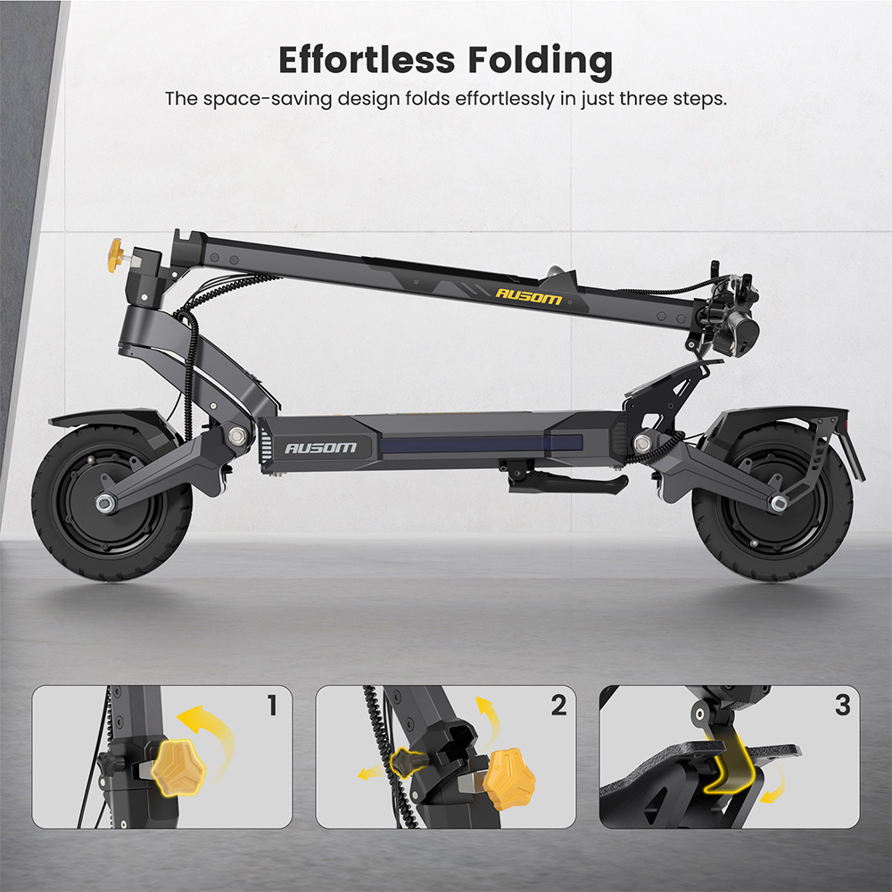 Refurbished Ausom DT2 Pro Electric Scooter, 52V 23.4Ah Battery, 1100W*2 Motor - EU Plug