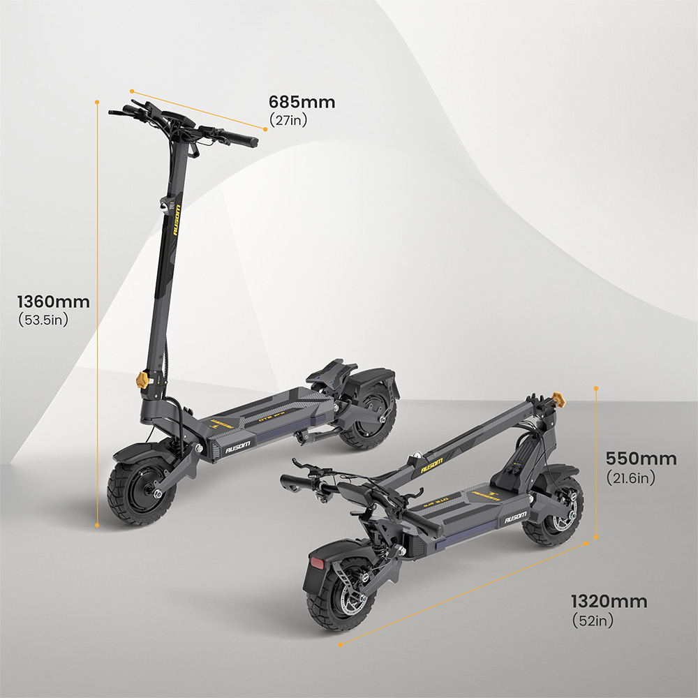 Refurbished Ausom DT2 Pro Electric Scooter, 52V 23.4Ah Battery, 1100W*2 Motor - EU Plug
