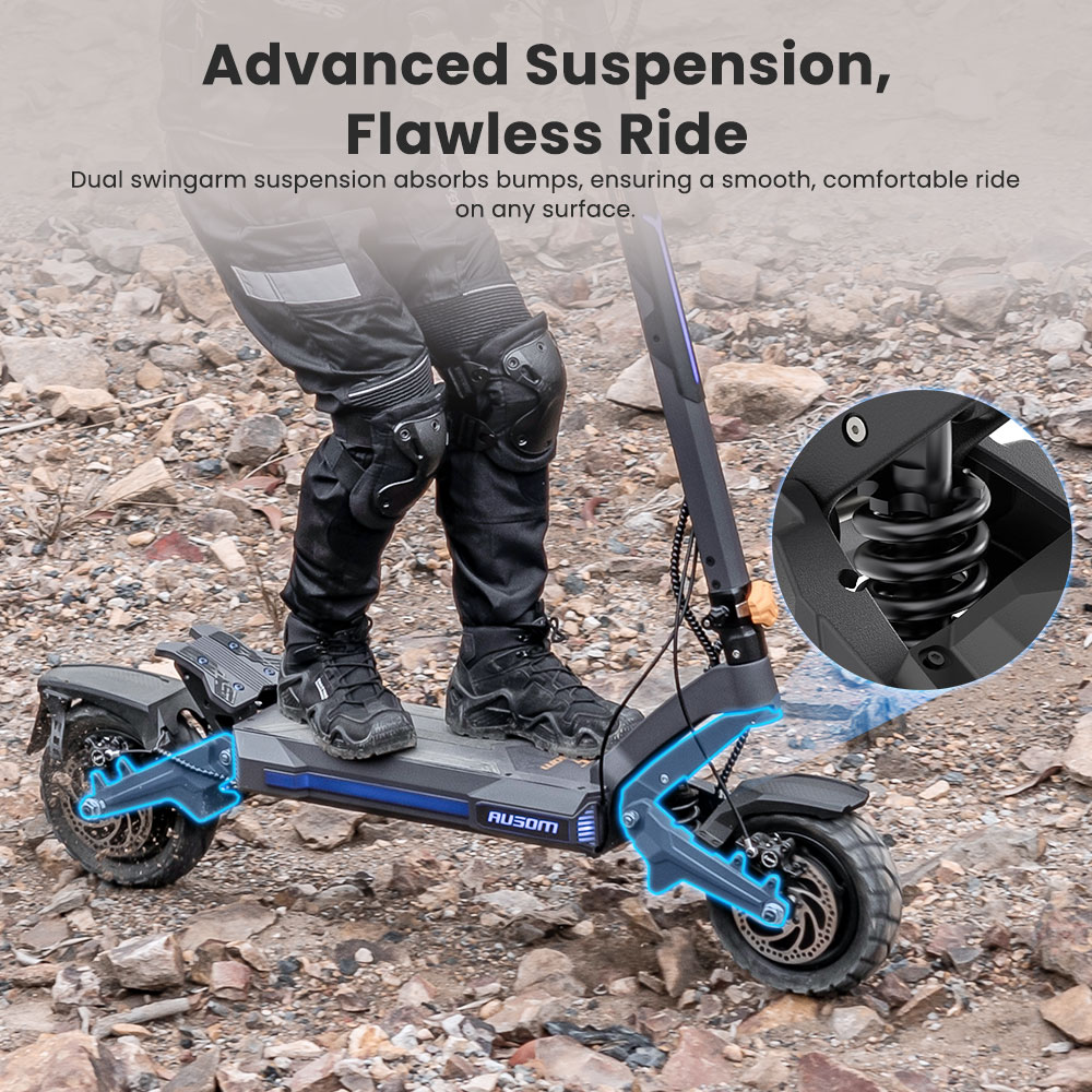 Refurbished Ausom DT2 Pro Electric Scooter, 52V 23.4Ah Battery, 1100W*2 Motor - US Plug