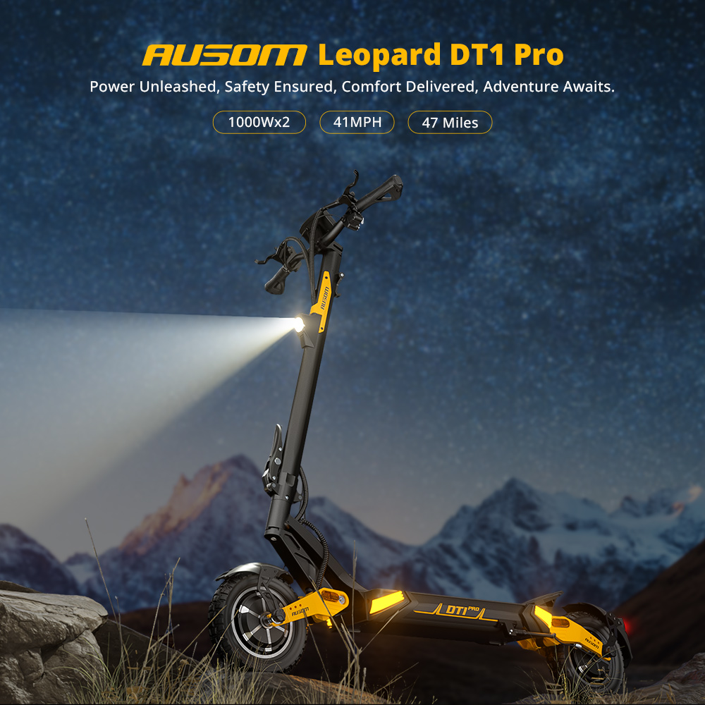 Refurbished Ausom Leopard DT1 Pro Electric Scooter, 52V 2*1000W with 60KMH Speed, 75-KM Range
