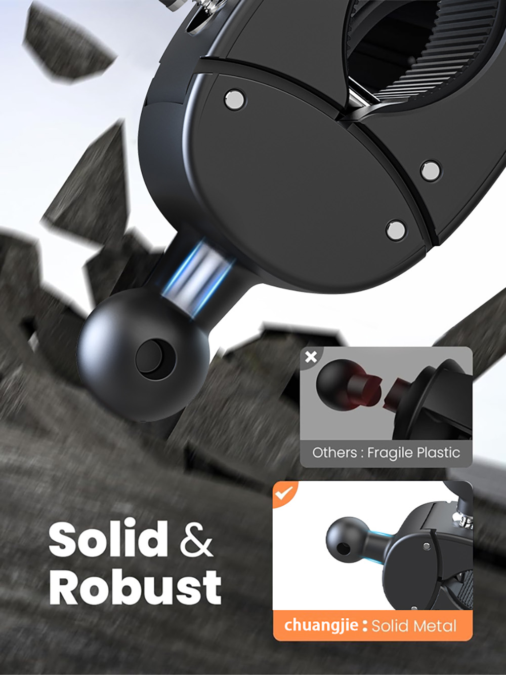 Bike Phone Holder Handlebar Clamp, Motorcycle Scooter Phone Mount Holder for 0.71-1.57'' (18-40mm) Diameter Handlebar, Compatible with 4.5''-7.0'' Phones