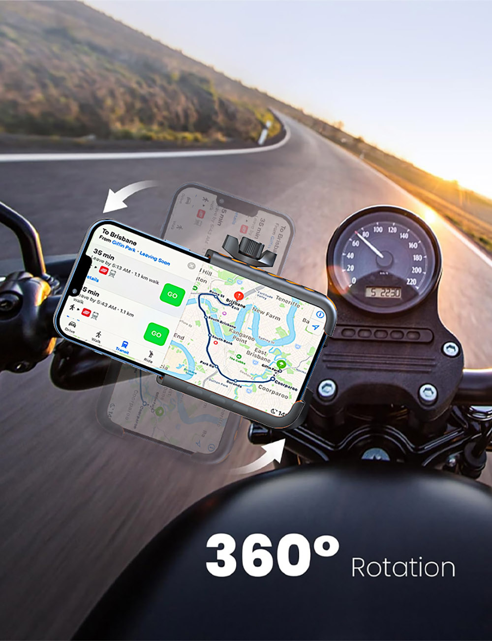 Bike Phone Holder Handlebar Clamp, Motorcycle Scooter Phone Mount Holder for 0.71-1.57'' (18-40mm) Diameter Handlebar, Compatible with 4.5''-7.0'' Phones