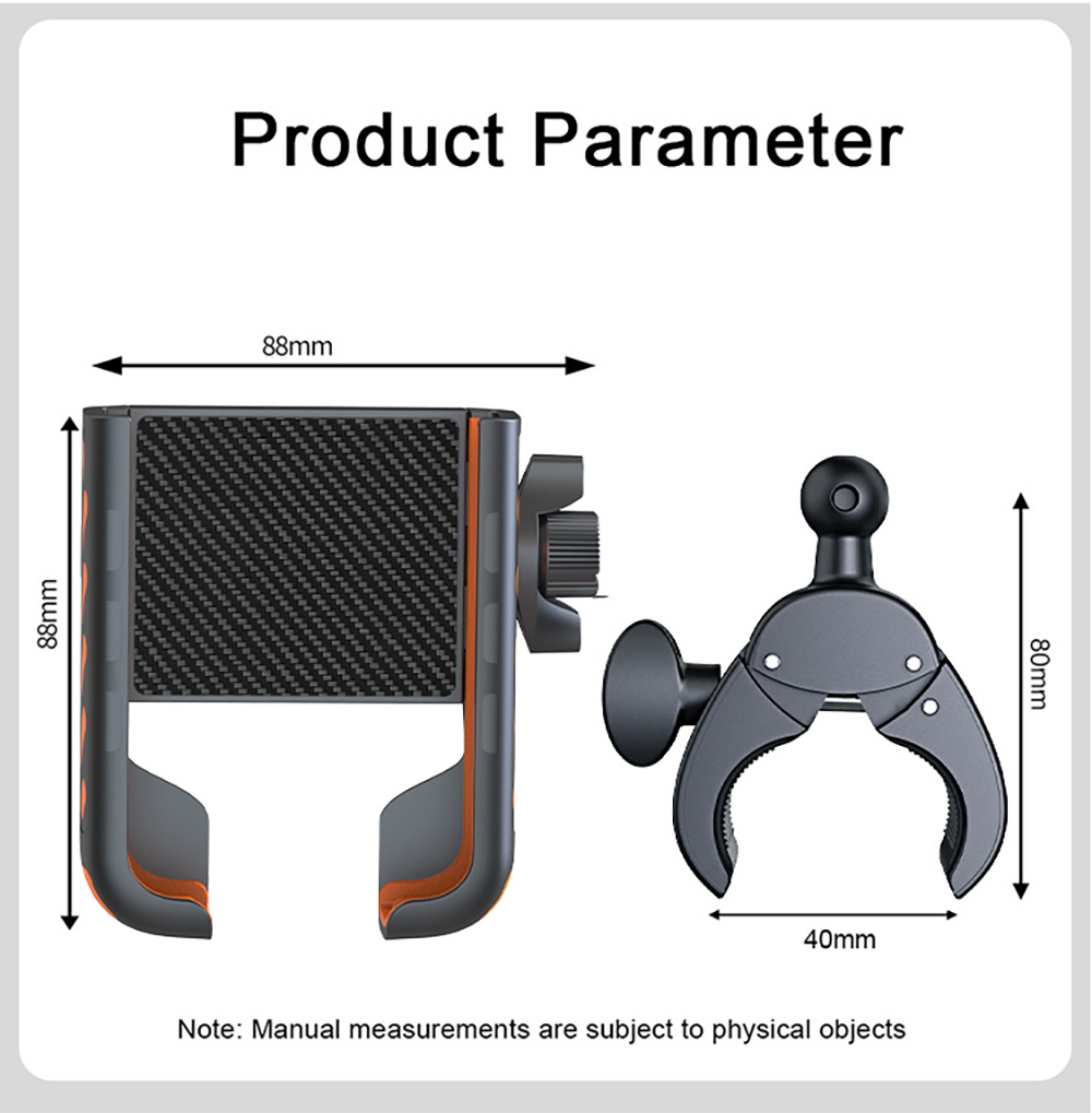 Bike Phone Holder Handlebar Clamp, Motorcycle Scooter Phone Mount Holder for 0.71-1.57'' (18-40mm) Diameter Handlebar, Compatible with 4.5''-7.0'' Phones