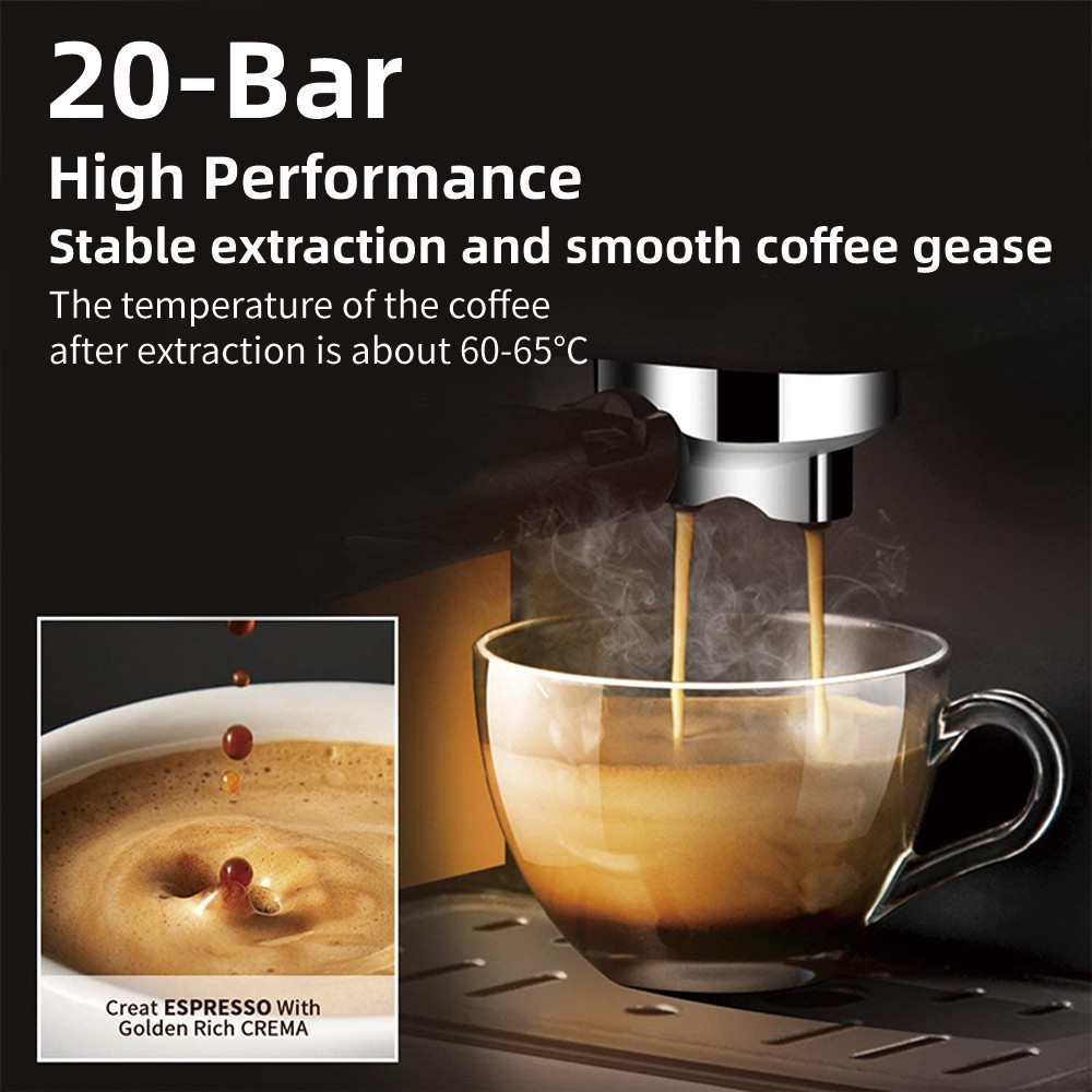 BioloMix CM7008 Semi-Automatic Espresso Coffee Maker with Milk Steam Frother Wand, 20 Bar Pressure, 1.1L Water Tank