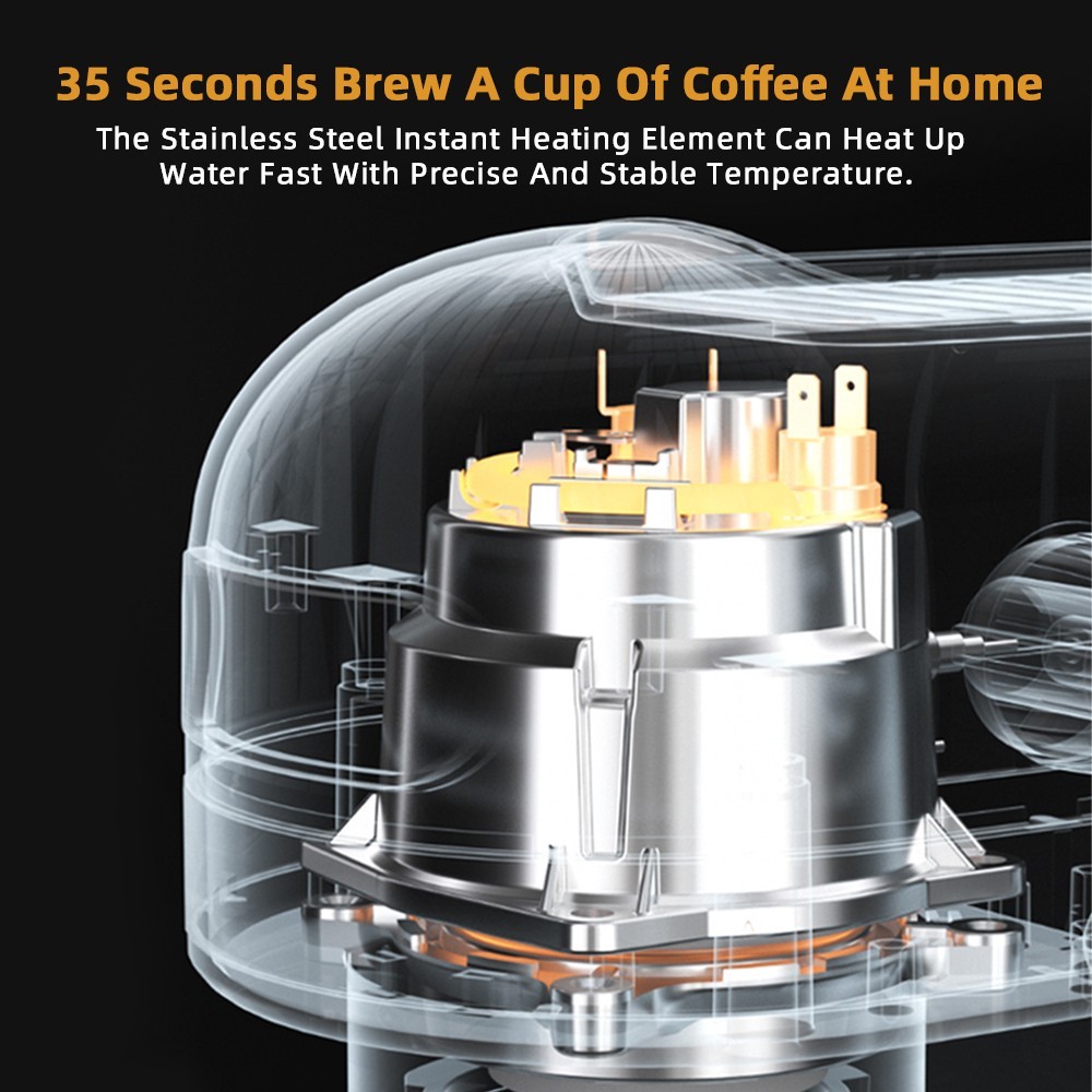 BioloMix CM7008 Semi-Automatic Espresso Coffee Maker with Milk Steam Frother Wand, 20 Bar Pressure, 1.1L Water Tank