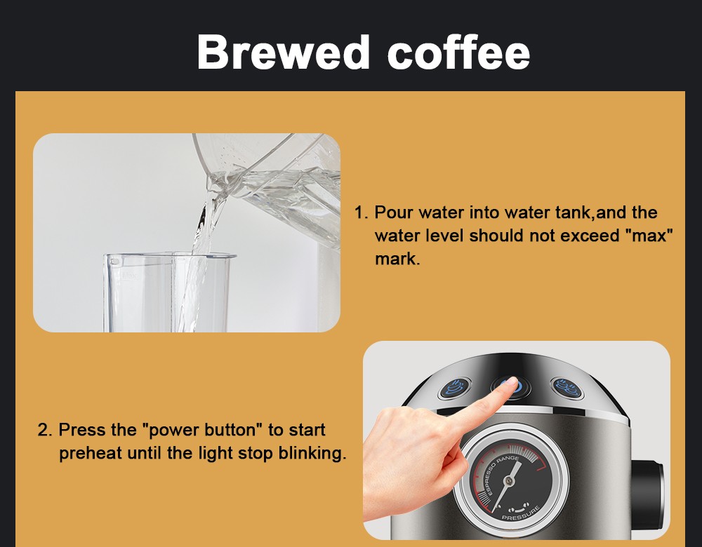 BioloMix CM7008 Semi-Automatic Espresso Coffee Maker with Milk Steam Frother Wand, 20 Bar Pressure, 1.1L Water Tank