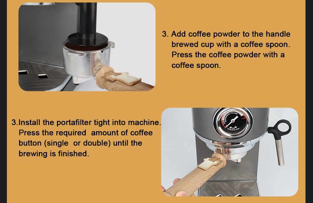 BioloMix CM7008 Semi-Automatic Espresso Coffee Maker with Milk Steam Frother Wand, 20 Bar Pressure, 1.1L Water Tank