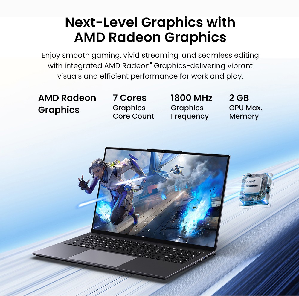 CHUWI CoreBook Plus Laptop, 16 inch 1920x1200 IPS Screen, AMD Ryzen 5 7430U 6 Cores Max 4.3GHz, 16GB RAM 512GB SSD, WiFi 6 Bluetooth 5.2, 2*Full-featured Type-C, 2*USB3.2, 1*USB2.0, 1*TF Card Slot, 1*HDMI, 1*RJ45, 1*Audio