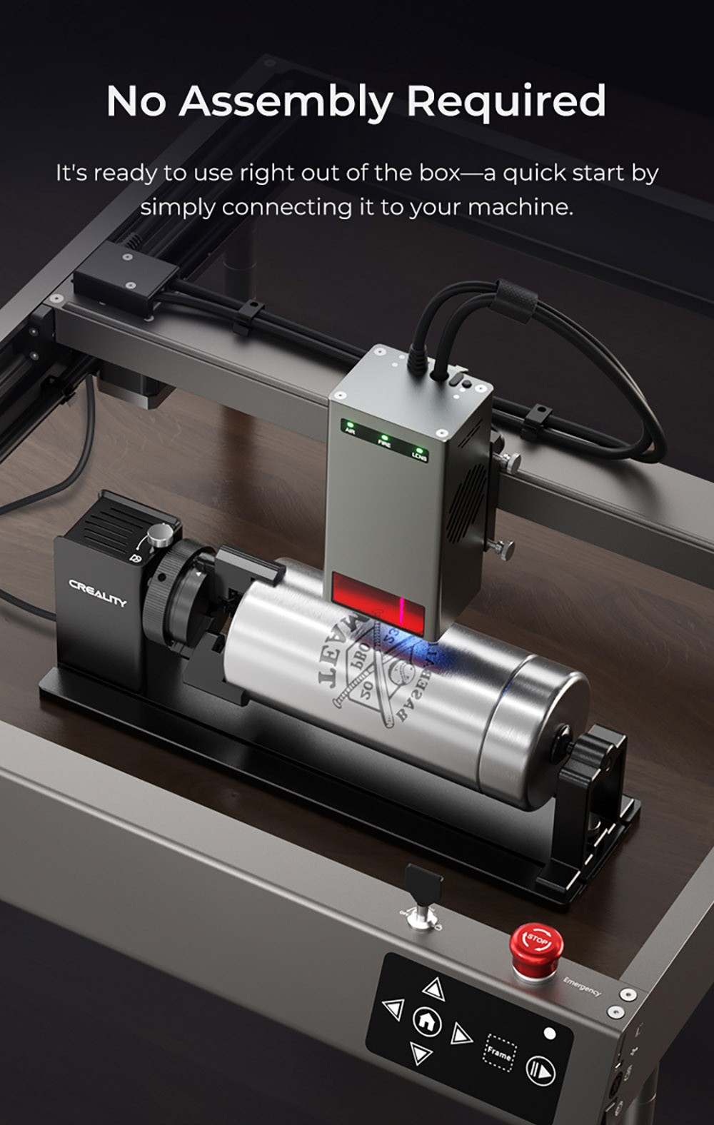 Creality Rotary Kit Pro for Curved Surface Engraving, for Creality Laser Engravers