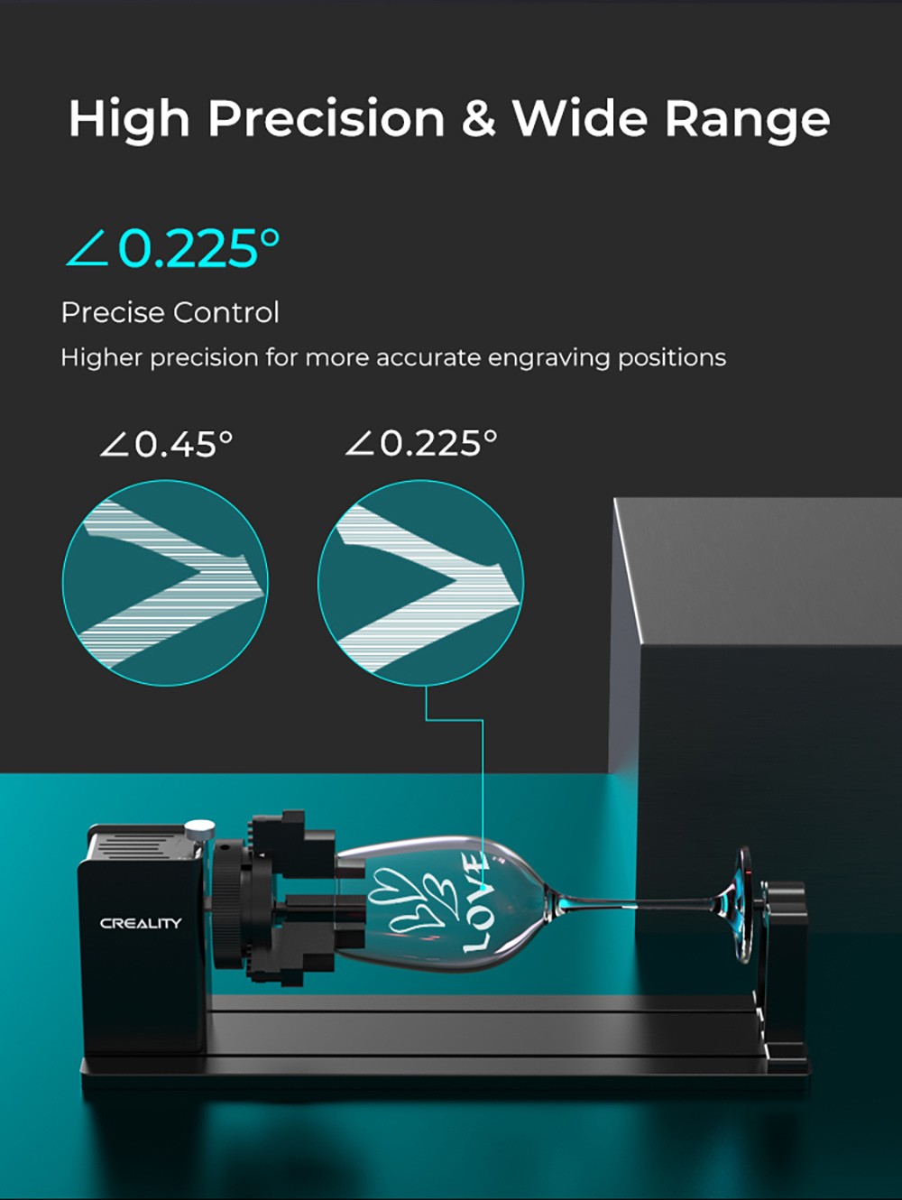 Creality Rotary Kit Pro for Curved Surface Engraving, for Creality Laser Engravers