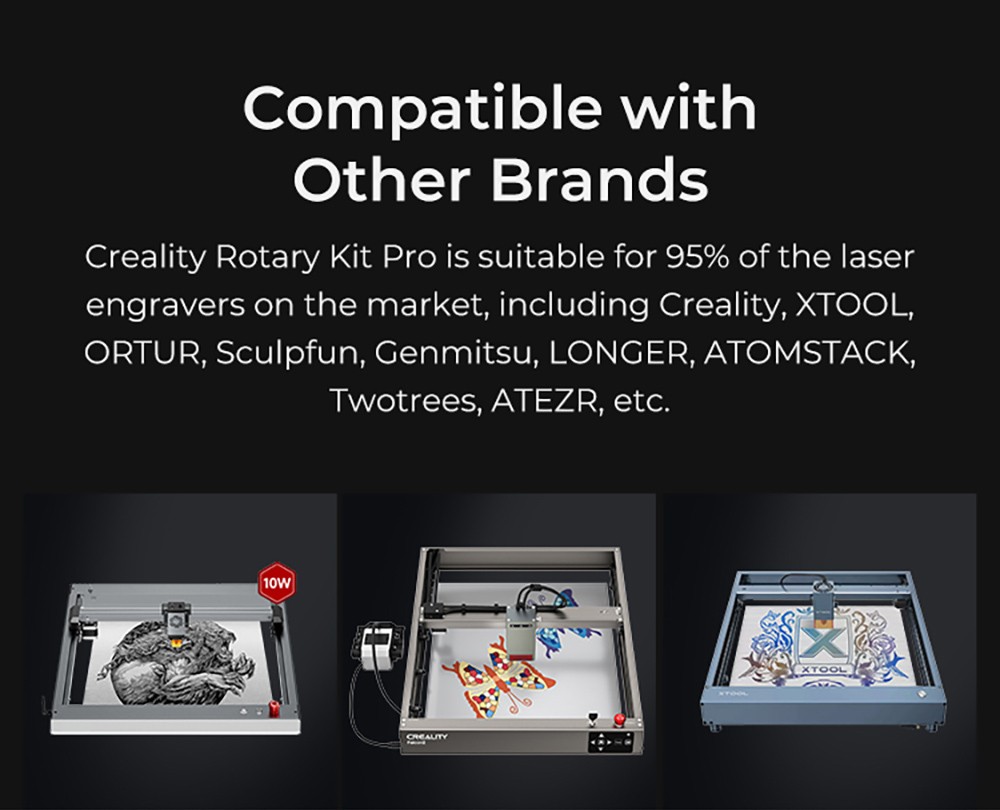 Creality Rotary Kit Pro for Curved Surface Engraving, for Creality Laser Engravers