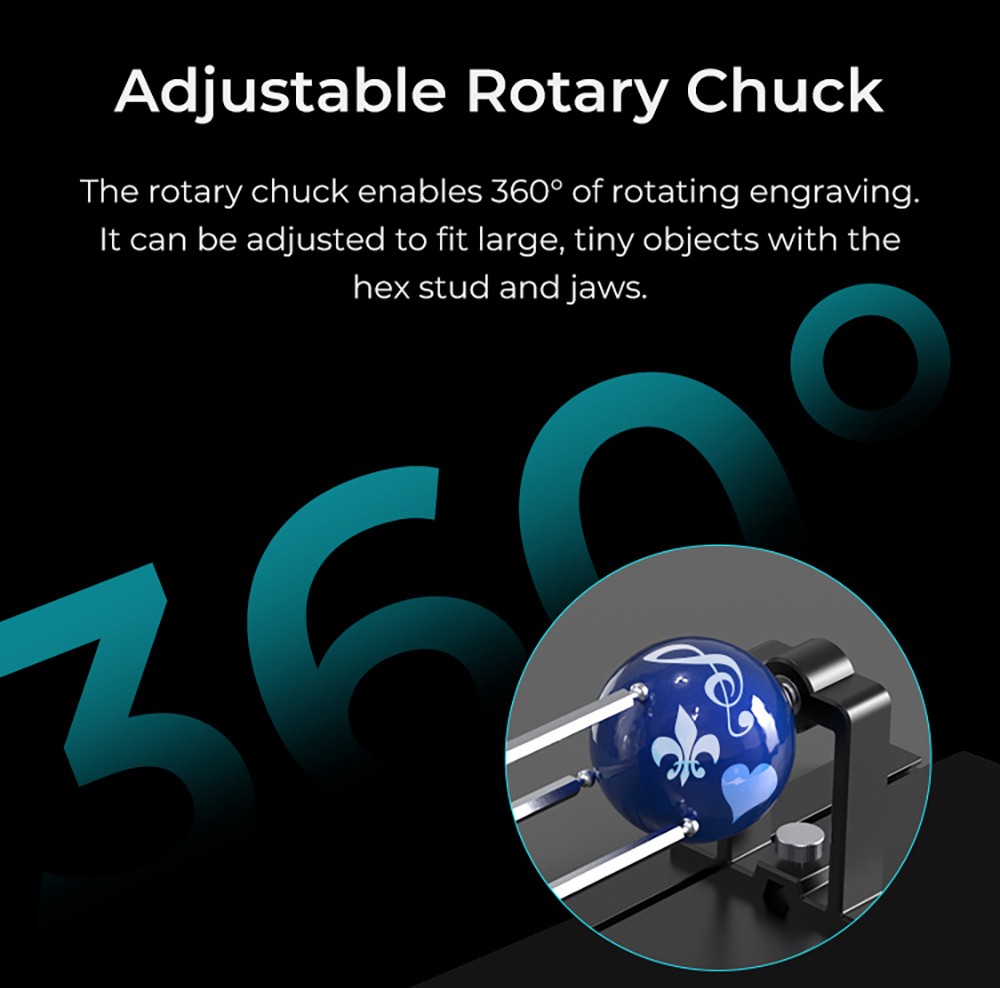 Creality Rotary Kit Pro for Curved Surface Engraving, for Creality Laser Engravers