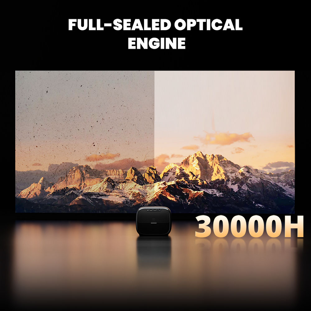 Refurbished ETOE E3 Pro Projector, Dolby Digital Plus, Native 1080P, 600 ANSI, 1.5GB+8GB, 5G WiFi, 4K Decoding, 20W Surround Sound, Seamless Autofocus, Google Assistant, with 10000+ Apps