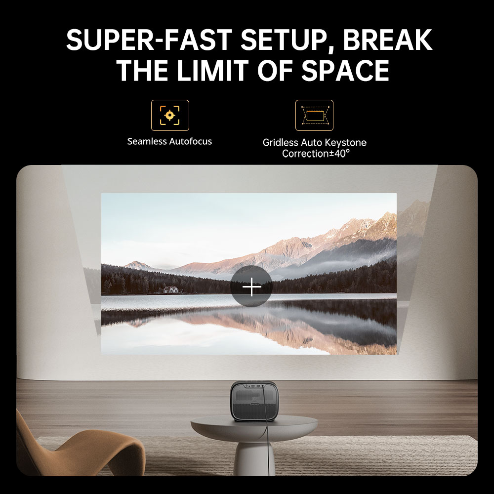Refurbished ETOE E3 Pro Projector, Dolby Digital Plus, Native 1080P, 600 ANSI, 1.5GB+8GB, 5G WiFi, 4K Decoding, 20W Surround Sound, Seamless Autofocus, Google Assistant, with 10000+ Apps