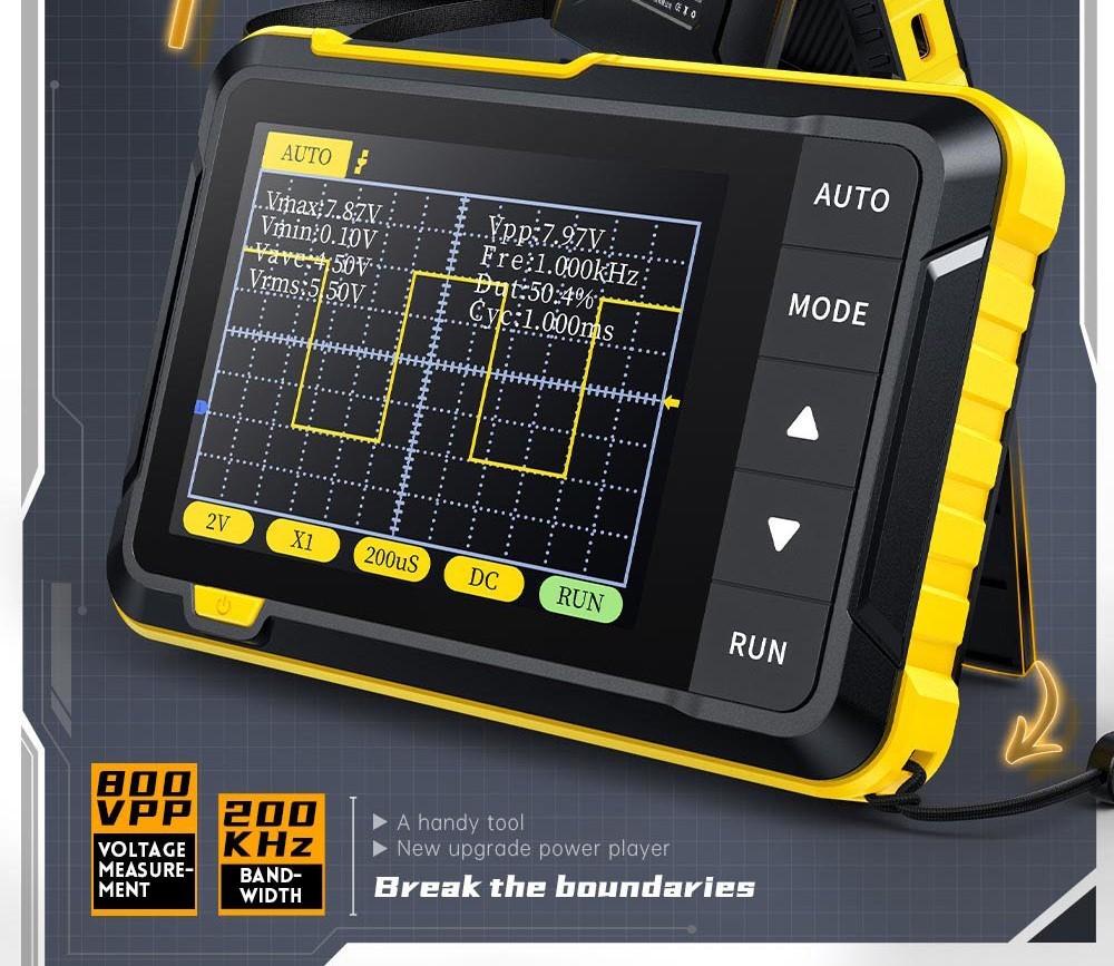 FNIRSI DSO152 Mini Handheld Digital Oscilloscope with P6100 High Voltage Probe, 2.5MSa/s Sampling Rate, 200KHz Bandwidth