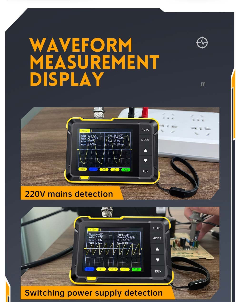 FNIRSI DSO152 Mini Handheld Digital Oscilloscope with P6100 High Voltage Probe, 2.5MSa/s Sampling Rate, 200KHz Bandwidth