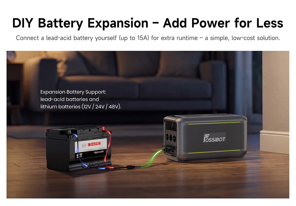 FOSSiBOT F3000 Portable Power Station, 3000W Output, 2048Wh LiFePO4 Battery, 6000W Peak Power, 2000W Fast Charging, 1200W Solar Input, <10ms UPS, 4000+ Cycles, App Remote Control