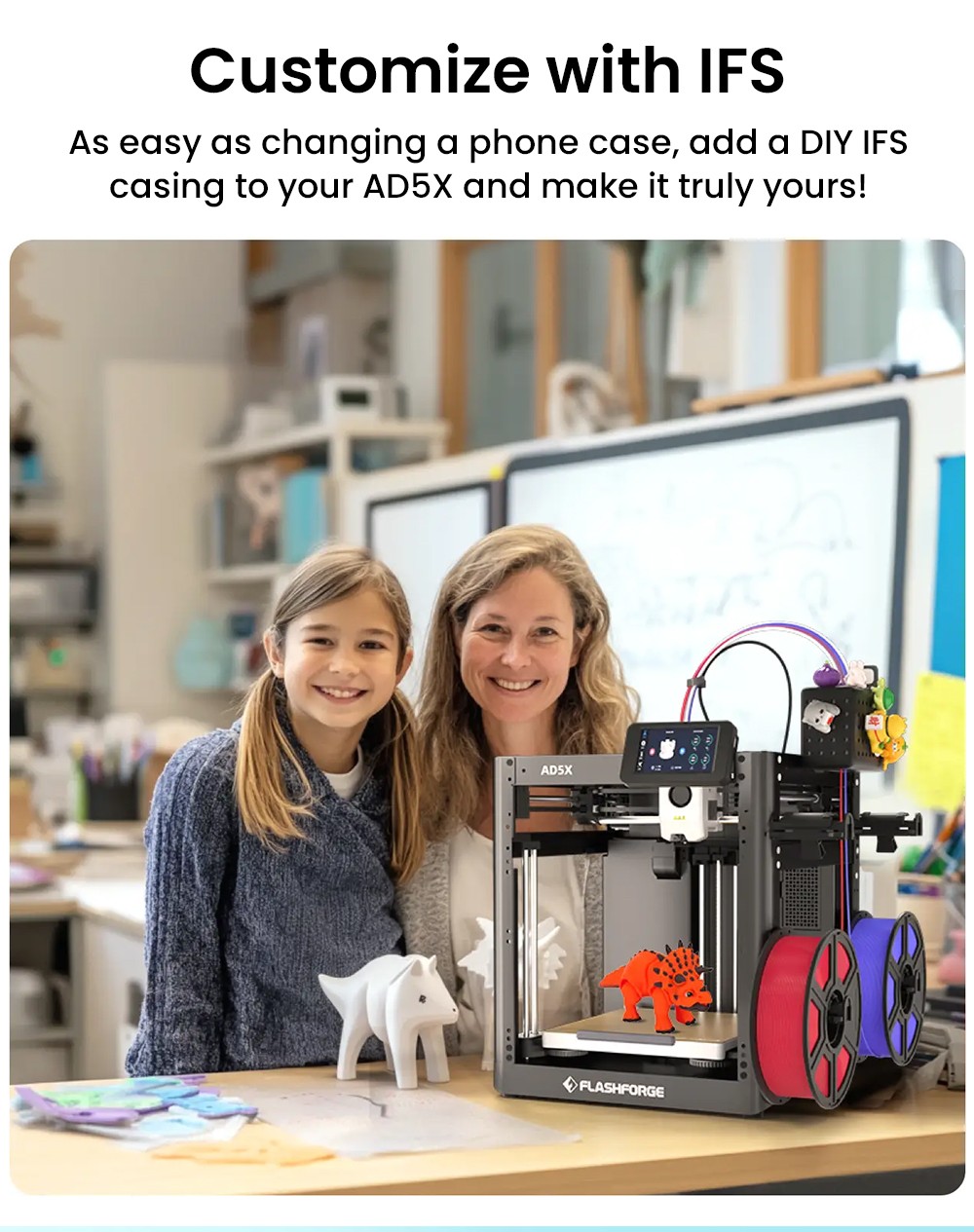 Refurbished Flashforge AD5X 3D Printer, Smart 4-Color Printing, 600mm/s Max, 220*220*220mm