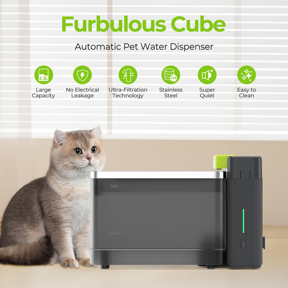 Refurbished Furbulous Cube Automatic Pet Water Dispenser 3.3L - Black