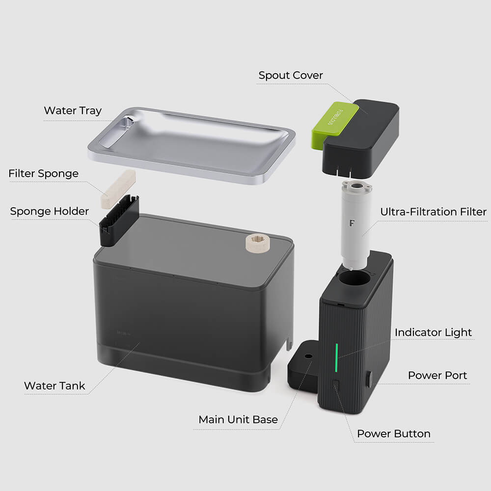 Refurbished Furbulous Cube Automatic Pet Water Dispenser 3.3L - Black