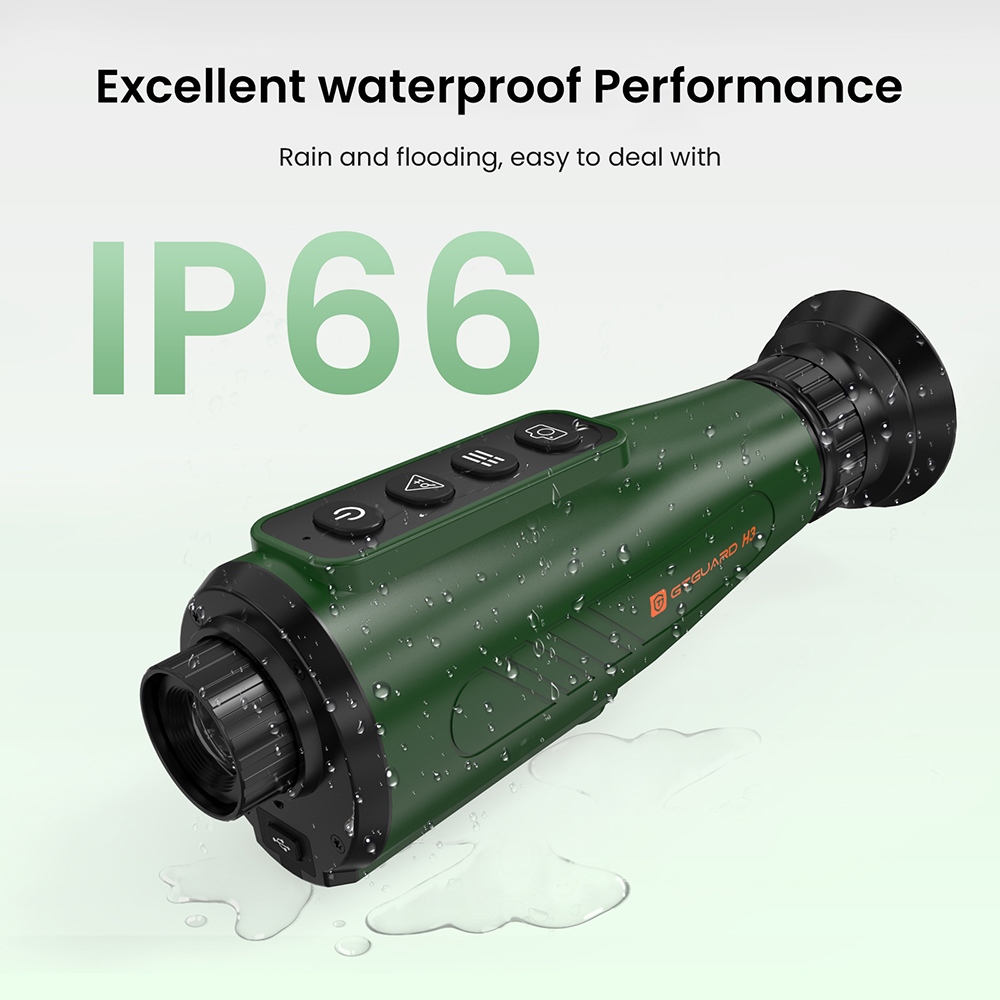 GTGUARD H3 Thermal Imaging Monocular, 256×192 Resolution, 384×288 AI Super Resolution, ≤40mK NETD, 800×600 Micro-OLED, 15mm Lens, 8× Digital Zoom, 50Hz, 4000mAh Battery, 10H Runtime, IP66