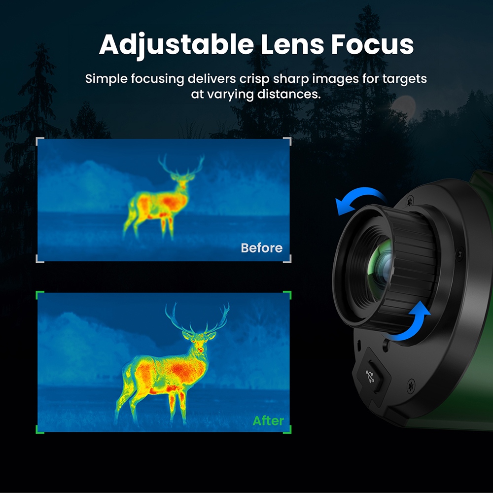 GTGUARD H3 Thermal Imaging Monocular, 256×192 Resolution, 384×288 AI Super Resolution, ≤40mK NETD, 800×600 Micro-OLED, 15mm Lens, 8× Digital Zoom, 50Hz, 4000mAh Battery, 10H Runtime, IP66