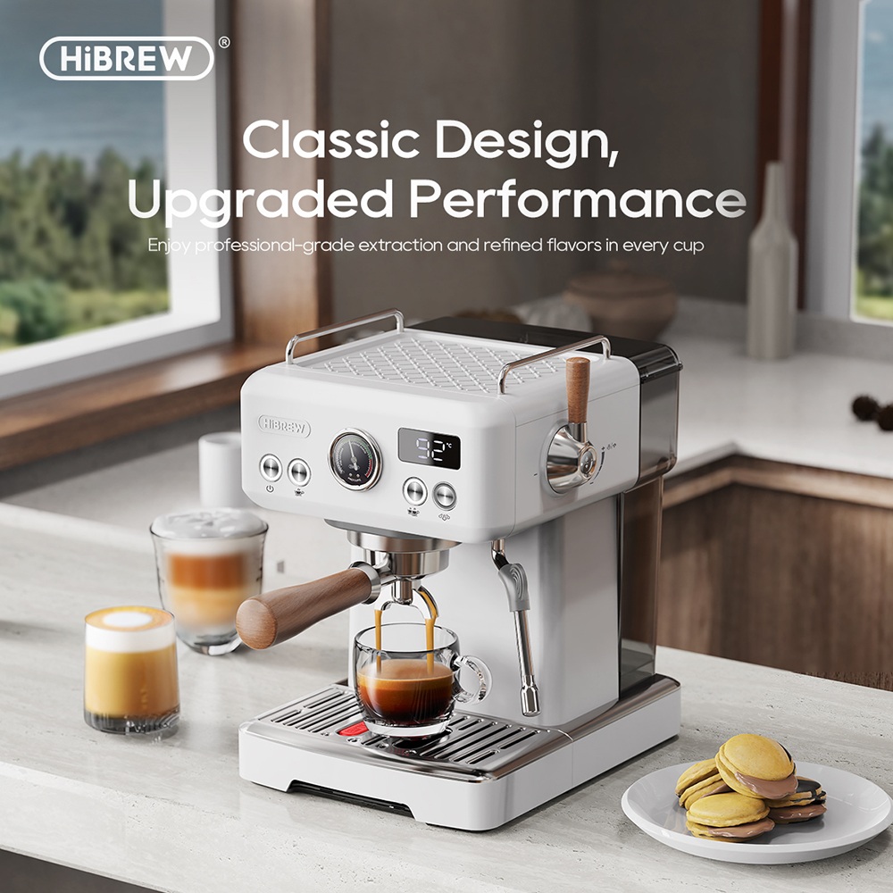 HIBREW H10Plus Espresso Coffee Machine, 20Bar Semi-Automatic Coffee Maker, Fast Heating, Temperature Control, Steam Frother for Cappuccino Latte