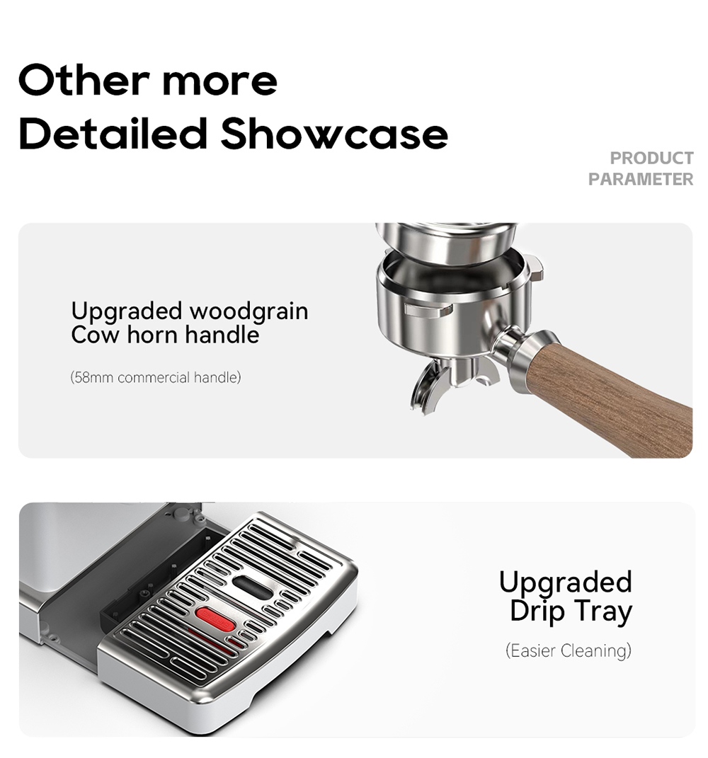 HIBREW H10Plus Espresso Coffee Machine, 20Bar Semi-Automatic Coffee Maker, Fast Heating, Temperature Control, Steam Frother for Cappuccino Latte