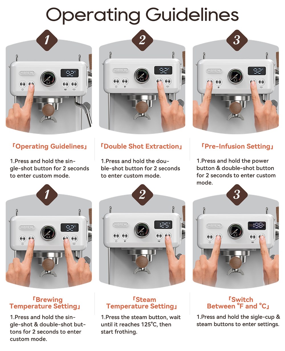 HIBREW H10Plus Espresso Coffee Machine, 20Bar Semi-Automatic Coffee Maker, Fast Heating, Temperature Control, Steam Frother for Cappuccino Latte