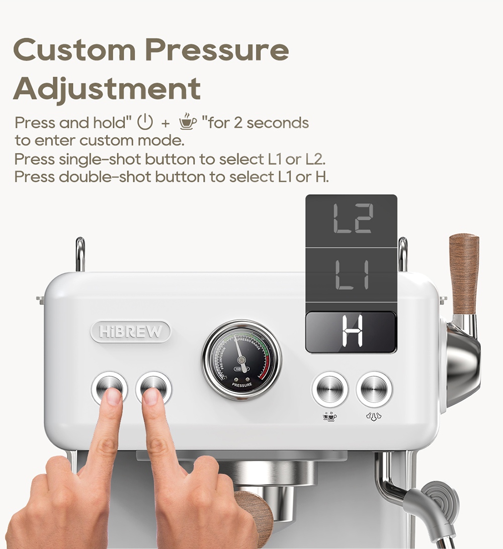 HIBREW H10Plus Espresso Coffee Machine, 20Bar Semi-Automatic Coffee Maker, Fast Heating, Temperature Control, Steam Frother for Cappuccino Latte