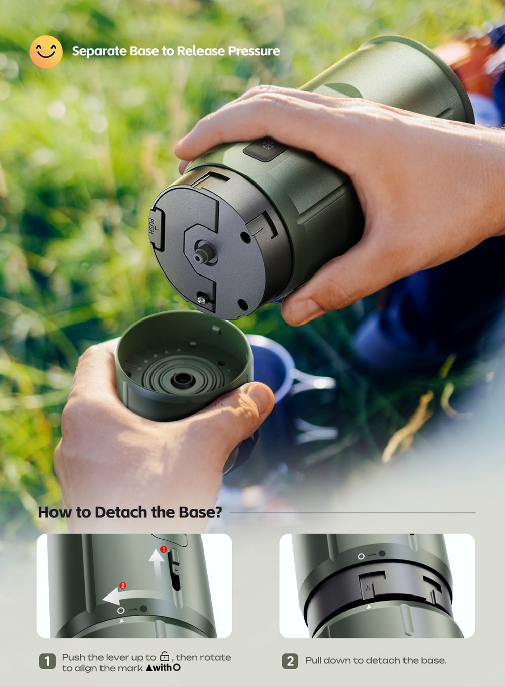 HIBREW H4C Portable Espresso Maker, Handheld Manual Coffee Machine for Camping, Travel & Home Use, Green - Explorer