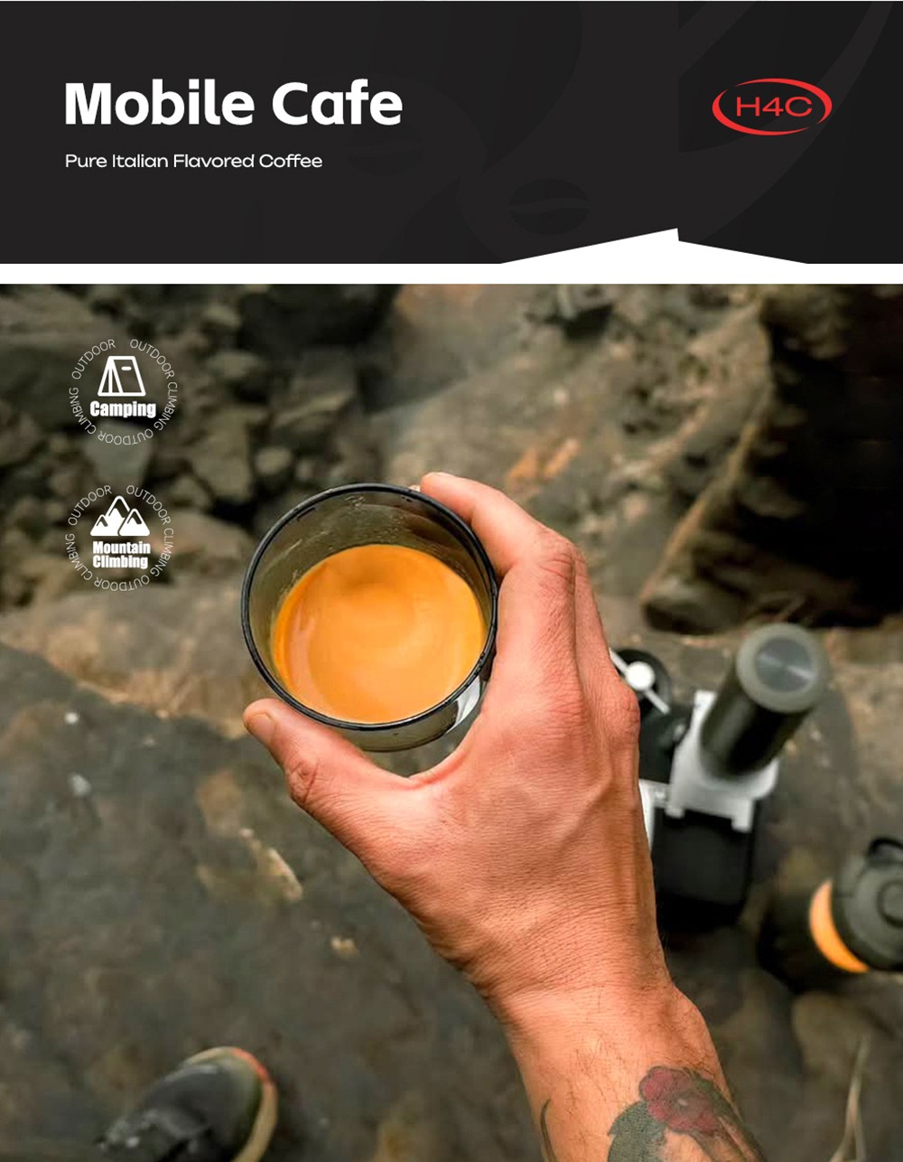 HIBREW H4C Portable Espresso Maker, Handheld Manual Coffee Machine for Camping, Travel & Home Use, Green - Explorer