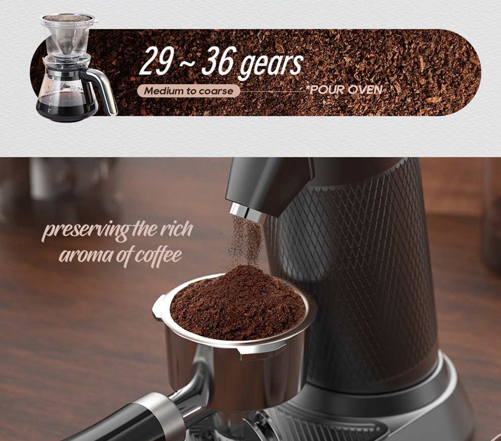 HiBREW G5 Electric Coffee Grinder, 48mm Conical Burr, 36 Gears Grinding Adjustable, for Espresso/Turkish/Pour Over/Mocca/Drip Coffee