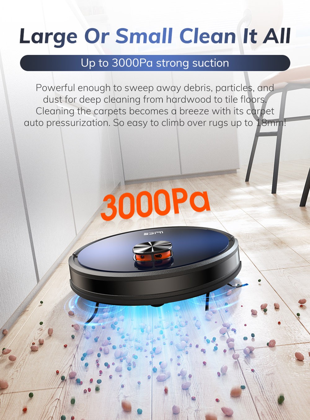 ILIFE T10s Robot Vacuum Cleaner, 2 in 1 Vacuum and Mop, Self-Emptying Station, 3000Pa Suction, 2.5L Dust Bag