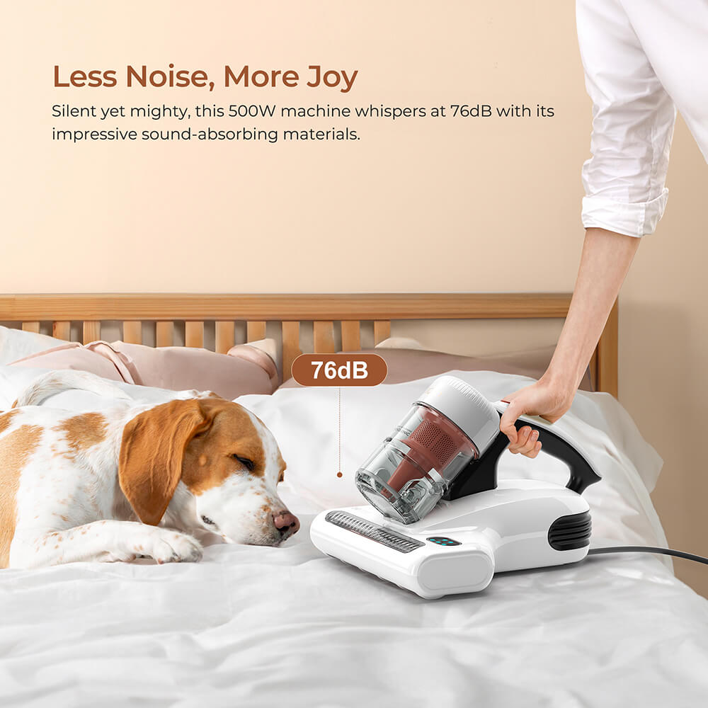 Refurbished JIGOO J200 Dust Mite Vacuum Cleaner, Mattress Vacuum, with Integrated Dual Cups, 13KPa Suction, UV Lamp, 60℃ Hot Air, LED Display