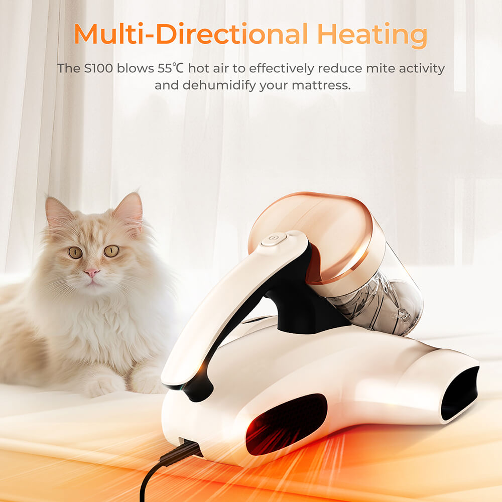 JIGOO S100 Smart Dual-Cup Mattress Vacuum Cleaner with 350W Power and 12KPa Suction