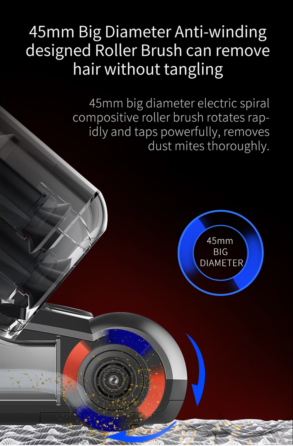 JIMMY JV35 Anti-mite Vacuum Cleaner Kill 99.9% Mites 99.99% Bacteria, 14KPa Suction, UV+Tap+Vacuum, Antistatic Brush