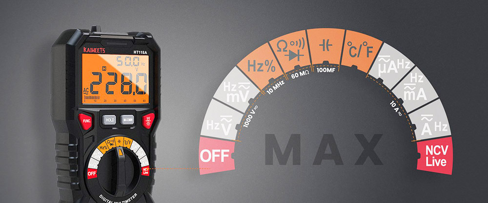 Refurbished KAIWEETS Digital Multimeter TRMS, 6000 Counts, Voltmeter, Auto-Ranging, Accurately Measures Voltage, Current, Amp, Resistance