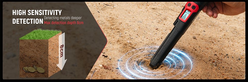Refurbished KAIWEETS PREC-POINTER I Metal Detector Pinpointer, 360° Detection, IP68 Waterproof, LCD Screen & Flashlight, 3 Alert Modes