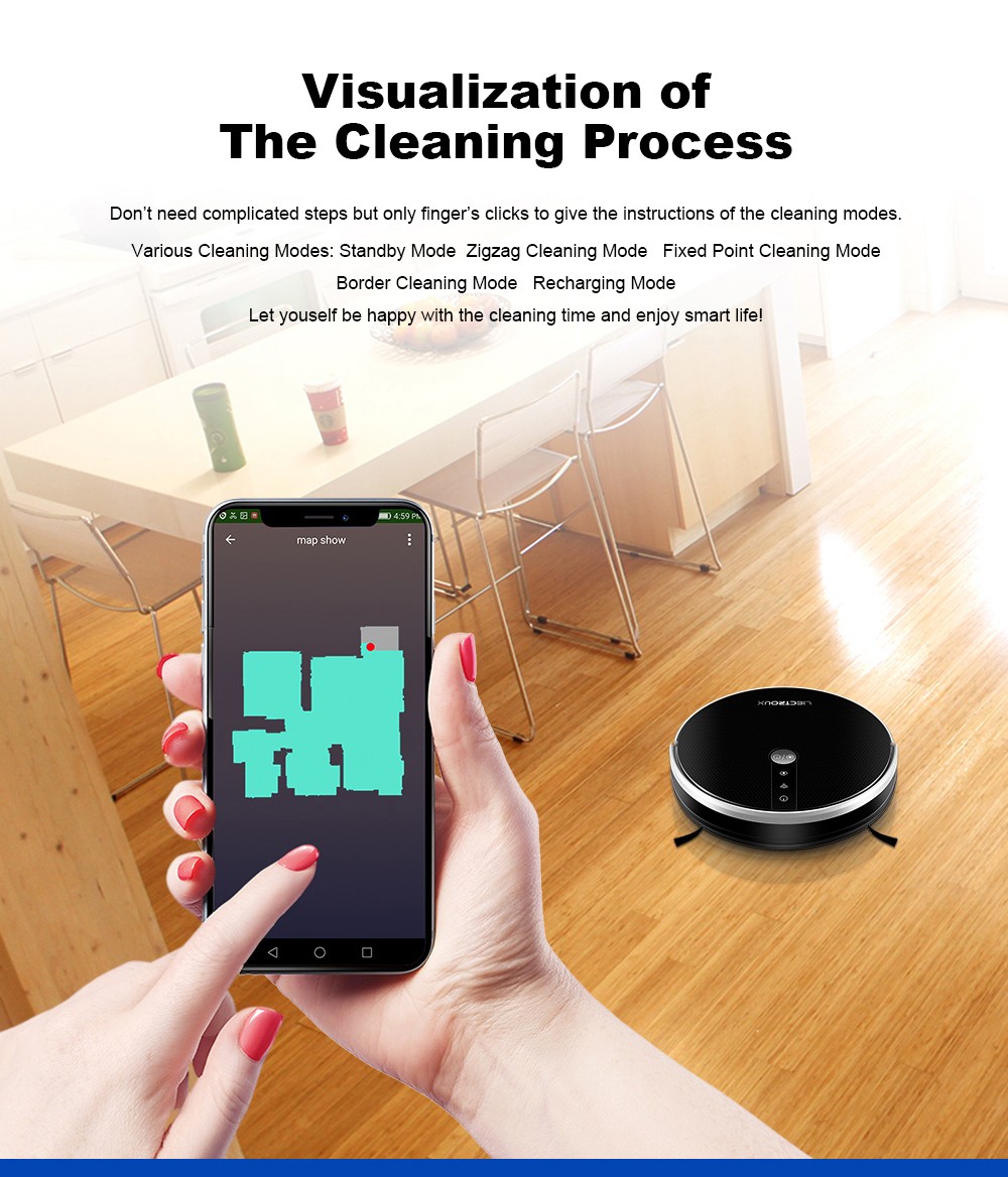 LIECTROUX C30B Robot Vacuum Cleaner 6000Pa Suction with AI Map Navigation Smart Partition WiFi App Electric Water Tank