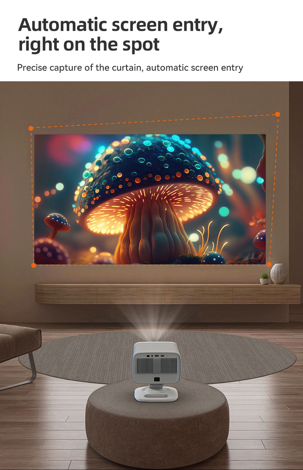 Lenovo Xiaoxin 100P Smart Projector, 850 ANSI, 1080P, HDR10, WiFi 6, 2*5W Speaker, Automatic Keystone Correction