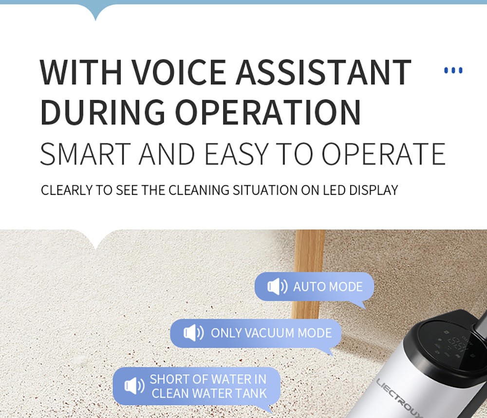 Liectroux i7 Pro Cordless Wet Dry Vacuum Cleaner, 14000Pa Suction, Self-Cleaning, Self-Drying, 600ml Clean Water Tank, 35 Mins Runtime, LED Display, Voice Control, Low Noise