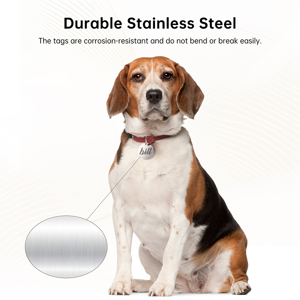 6PCS Mecpow AS6 20mm Round Pet Tags - Silver