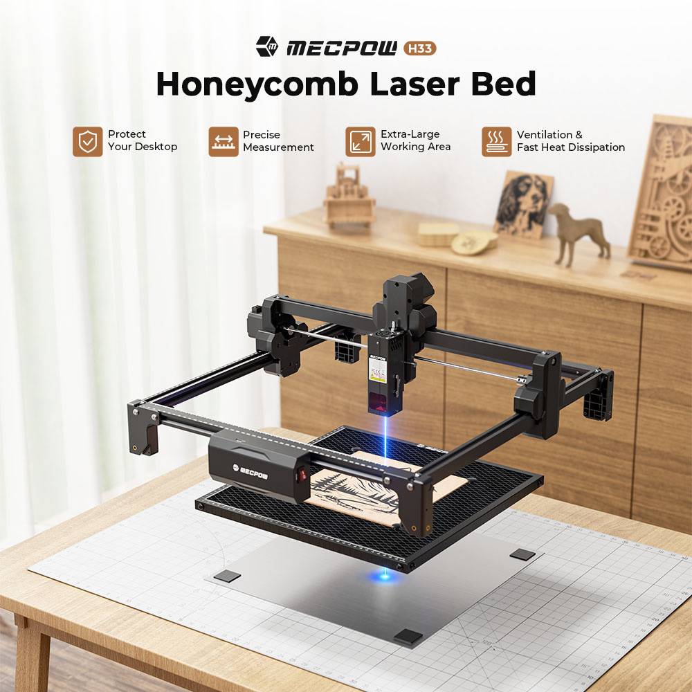Plateau laser Mecpow H33, zone de travail 360 × 360 mm, plaque de support 382 × 382 mm