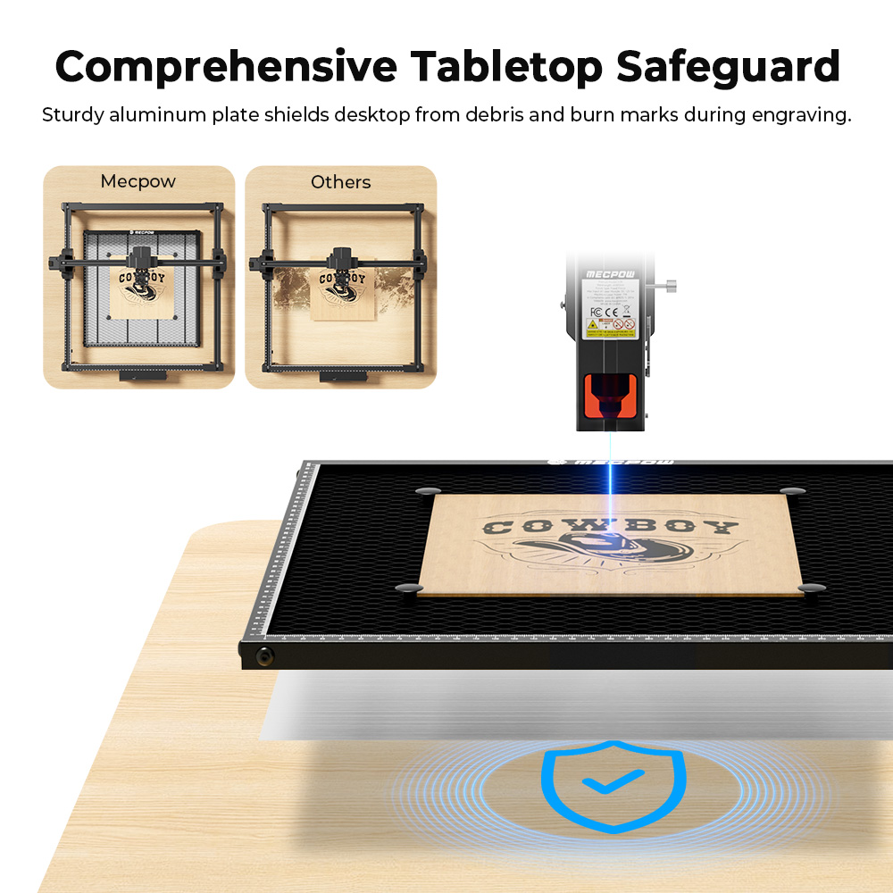 Plateau laser Mecpow H33, zone de travail 360 × 360 mm, plaque de support 382 × 382 mm