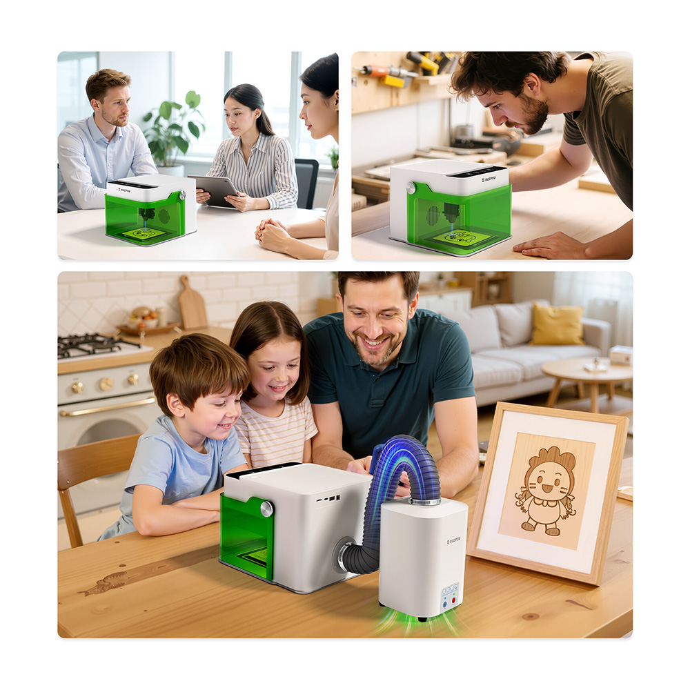 Refurbished Mecpow M1 FDA Class 1 3.5W Laser Engraver, 0.01mm Accuracy, 10000mm/min, 100x100mm Engraving Area, WIFI & USB & TF Card Connections