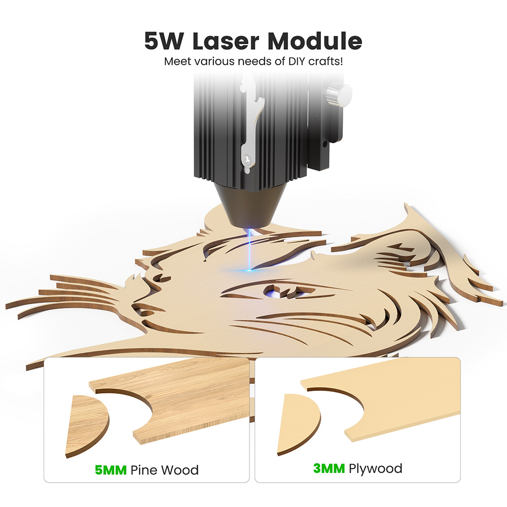 Refurbished Mecpow M1 FDA Class 1 3.5W Laser Engraver, 0.01mm Accuracy, 10000mm/min, 100x100mm Engraving Area, WIFI & USB & TF Card Connections