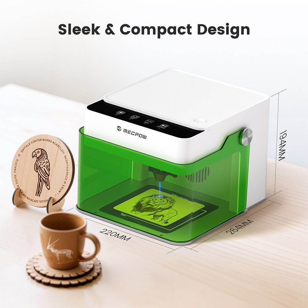 Refurbished Mecpow M1 FDA Class 1 3.5W Laser Engraver, 0.01mm Accuracy, 10000mm/min, 100x100mm Engraving Area, WIFI & USB & TF Card Connections